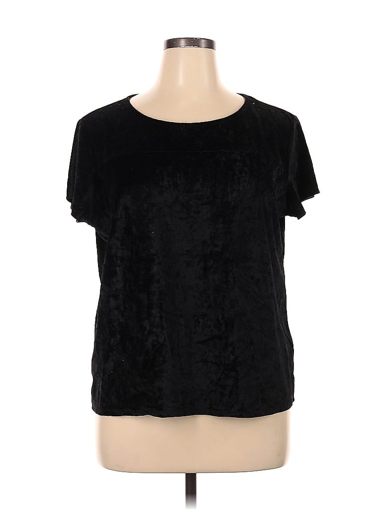 Pre-owned City Streets Short Sleeve Top Black Scoop Neck Tops