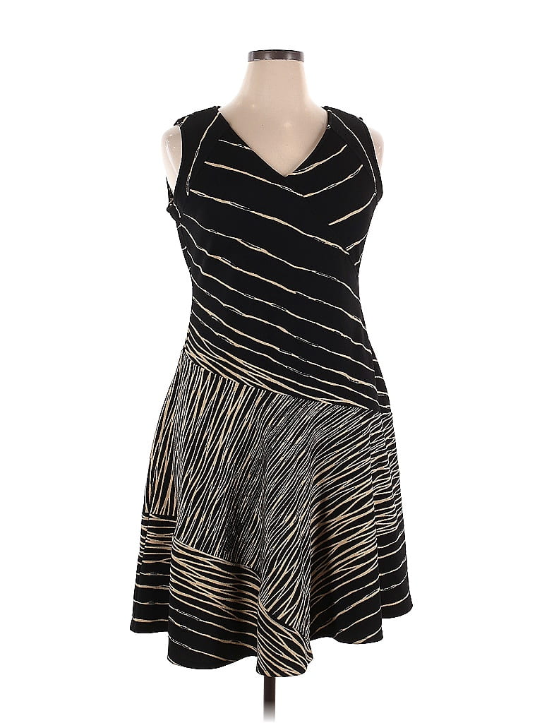 DressBarn Stripes Animal Print Zebra Print Black Cocktail Dress Size 16 ...