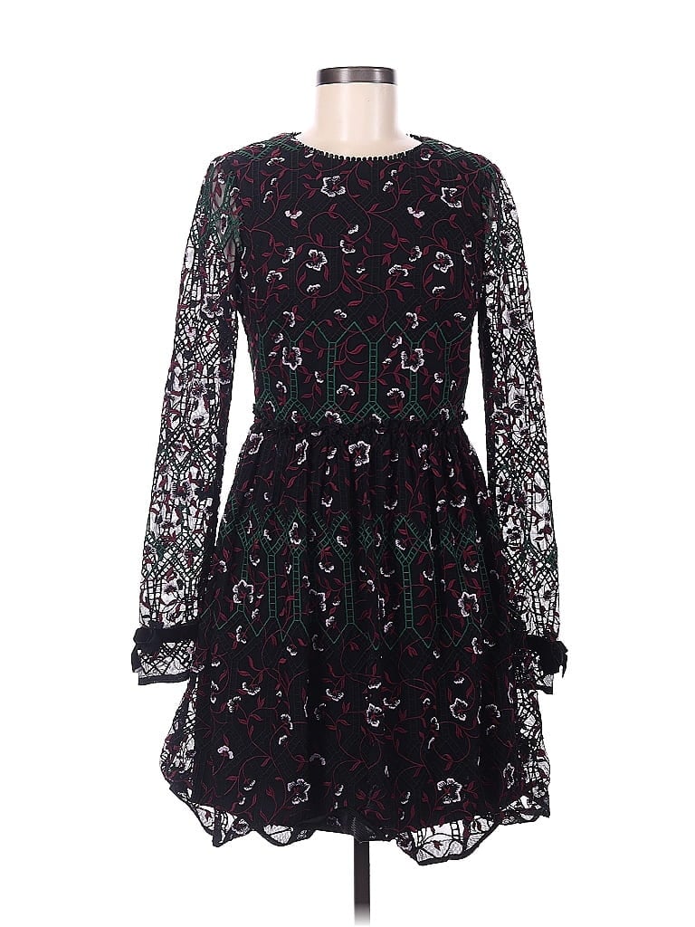 ML Monique Lhuillier 100% Polyester Paisley Black Cocktail Dress Size 6 - photo 1