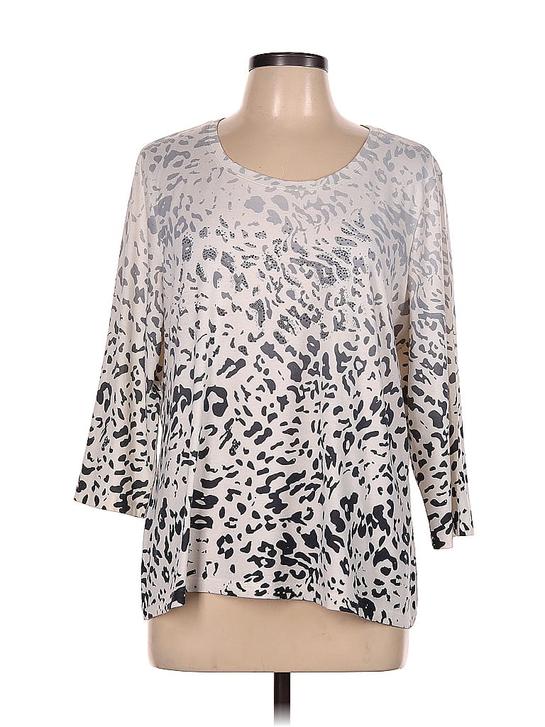 Zenergy by Chico's Gray Ivory 3/4 Sleeve Top Size Lg (2) - 57% off ...