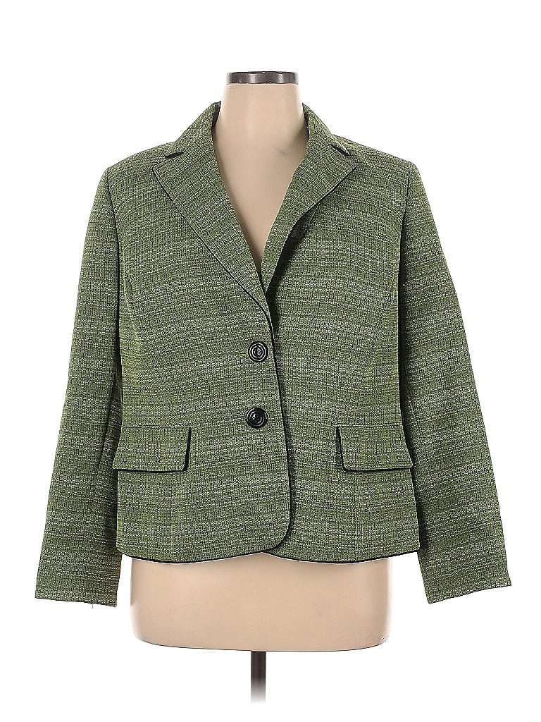 Jones Studio 100% Polyester Tweed Green Blazer Size 14 - photo 1