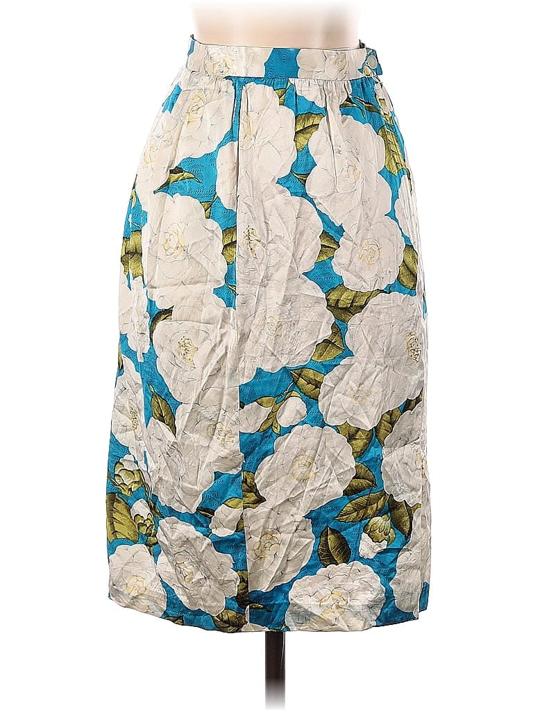 Carlisle 100% Silk Print Blue Silk Skirt Size 4 - photo 1