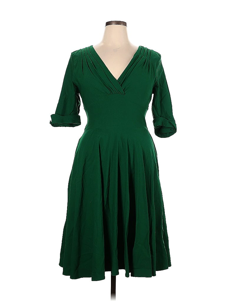 Unique Vintage Solid Green Cocktail Dress Size 14 - 59% off | ThredUp