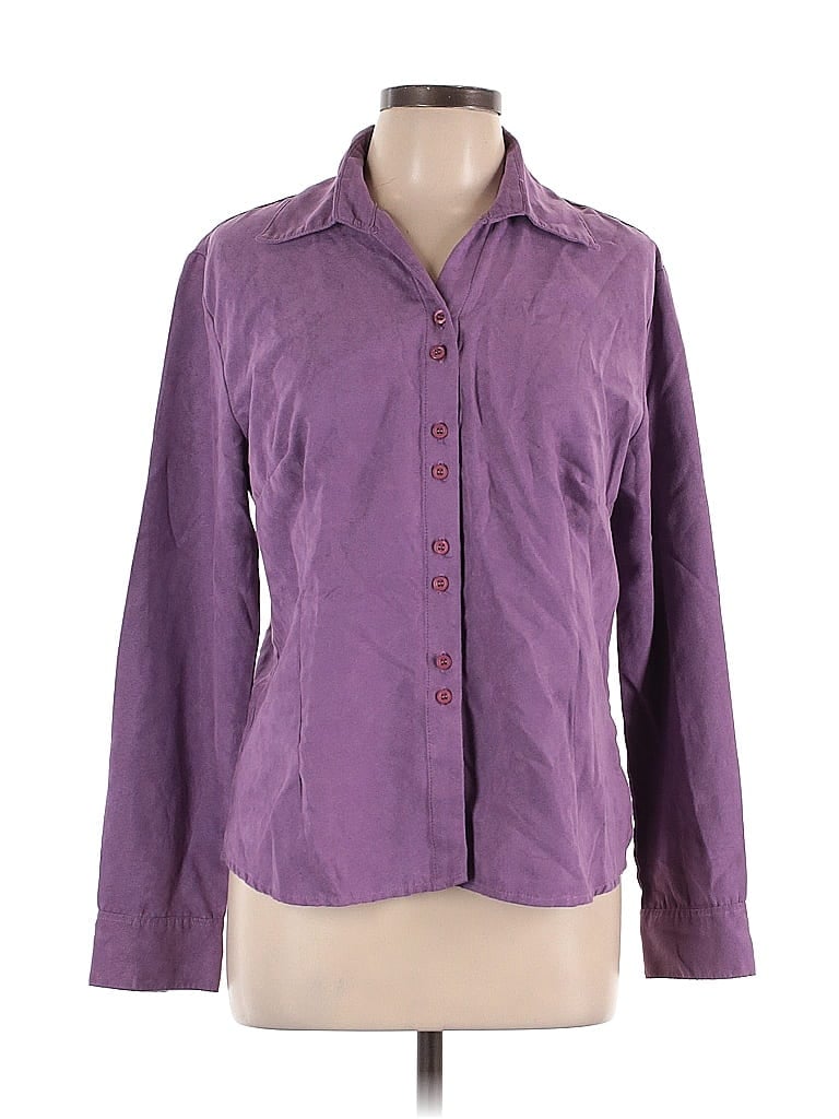 CG-L-CG 100% Polyester Purple 3/4 Sleeve Blouse Size L - photo 1