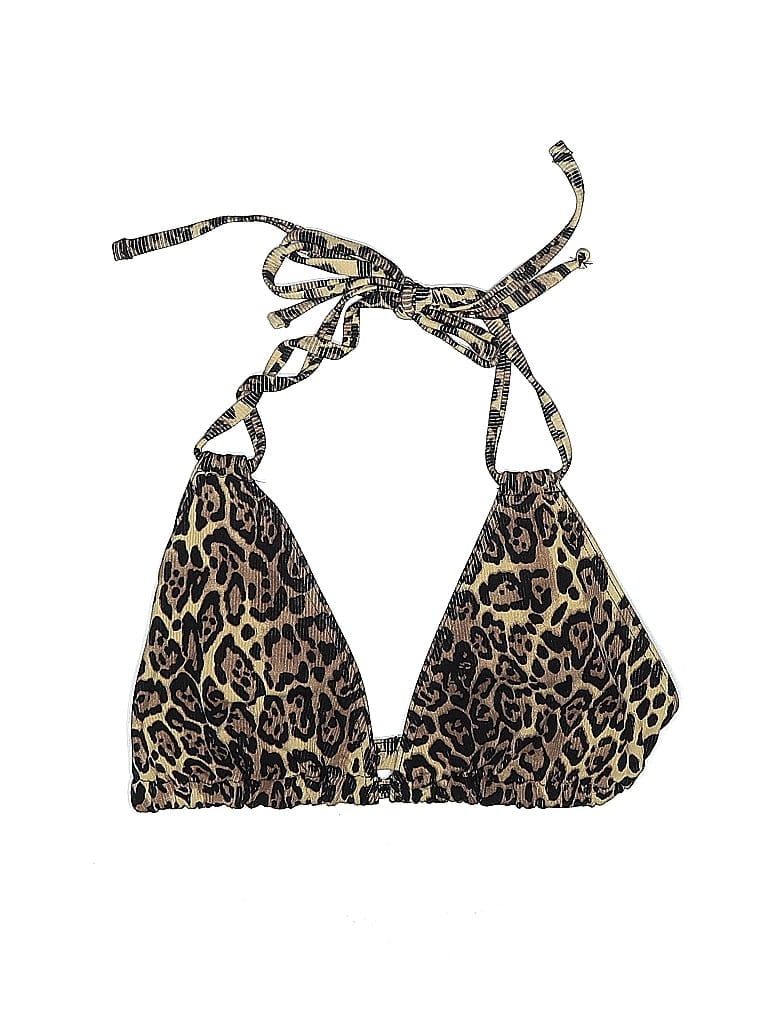 Pre-owned Asos Design Swimsuit Top Tan Animal Print Pattern Swimwear In Brown