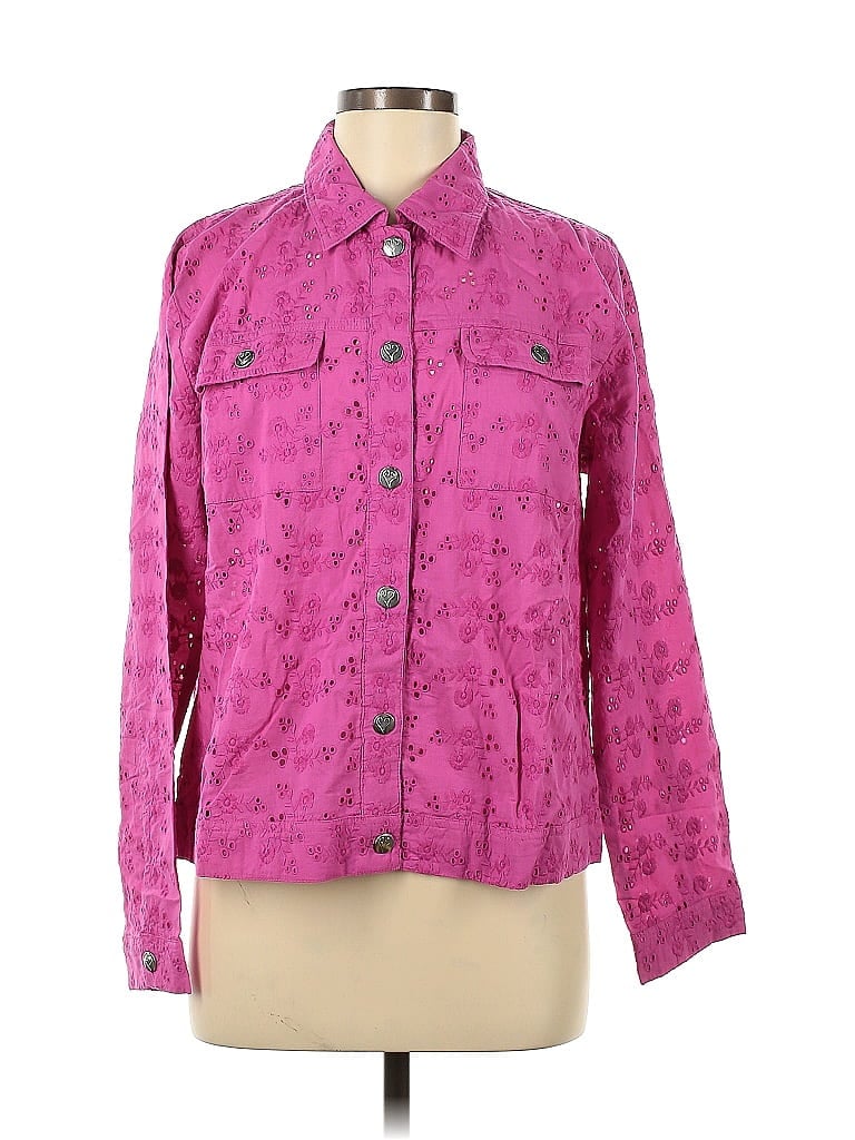 Pre-owned Colleen Lopez Long Sleeve Button Down Shirt In Pink