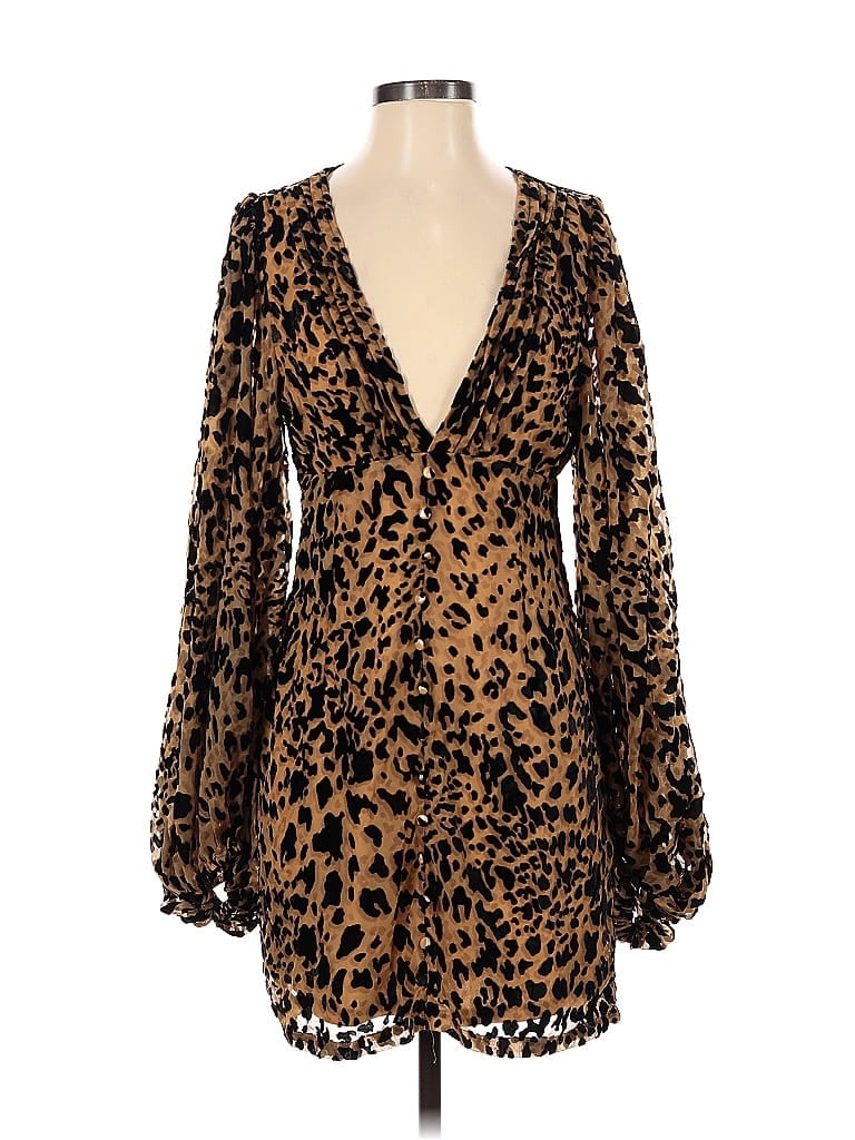 Nasty Gal Inc. Animal Print Brown Cocktail Dress Size 4 - photo 1