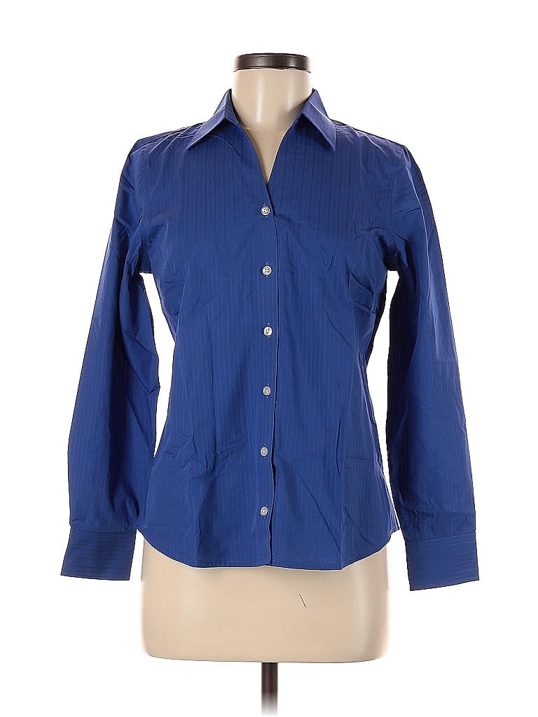 Pre-owned Lands' End Long Sleeve Blouse In Blue