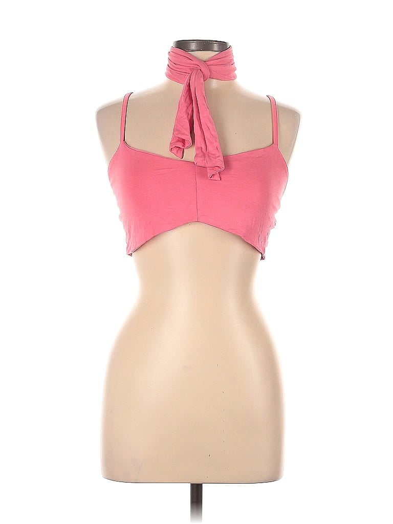 Pre-owned Boohoo Tank Top Pink Halter Neckline Tops