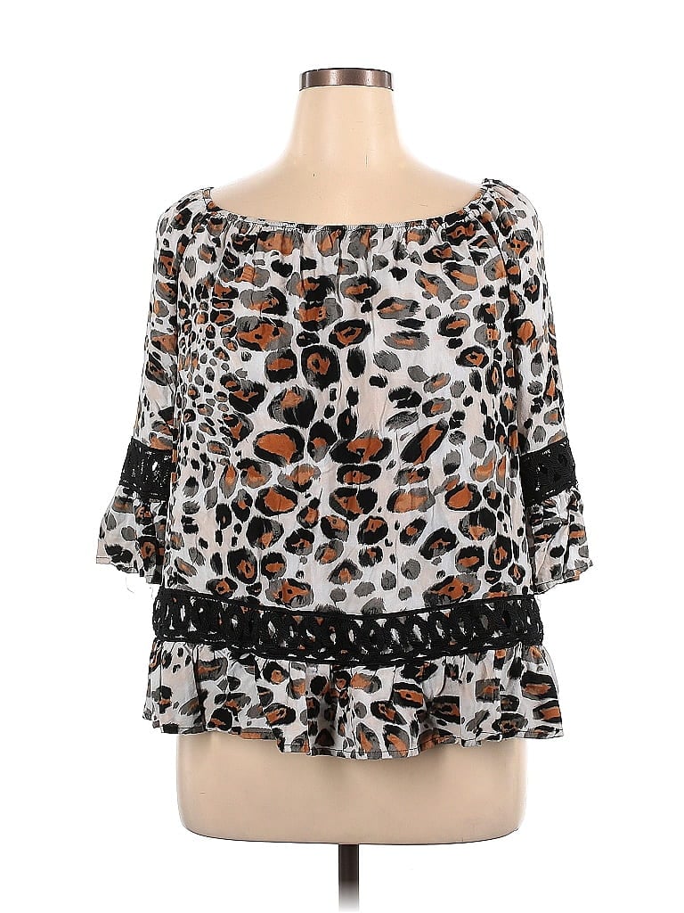 C established 1946 100% Rayon Black 3/4 Sleeve Blouse Size XL - photo 1