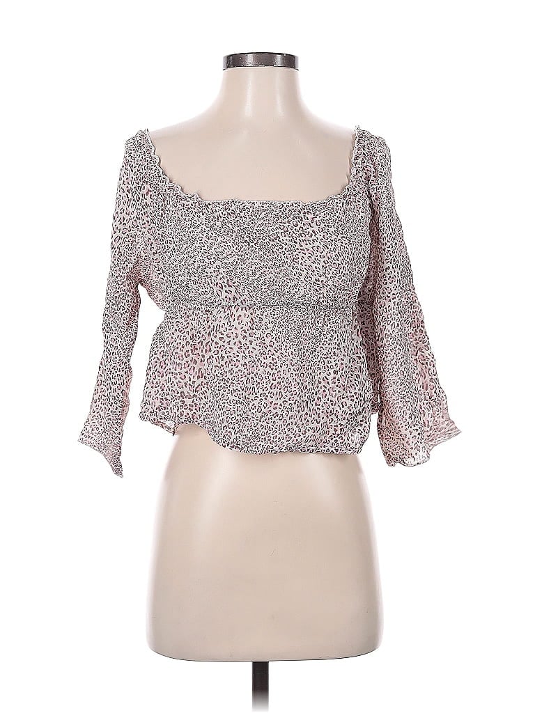 Pre-owned Nicole Miller 3/4 Sleeve Blouse In Pink