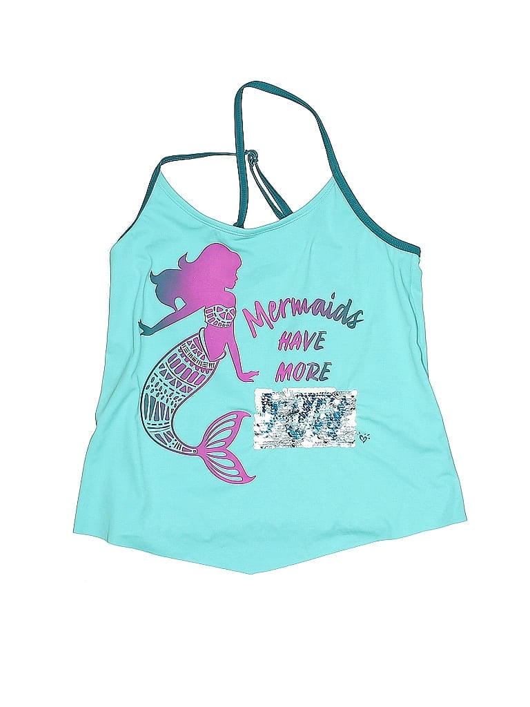 Click to view more detailed imagery on our partner's website Pre-owned Justice Kids' Tank Top Teal Tops In Blue