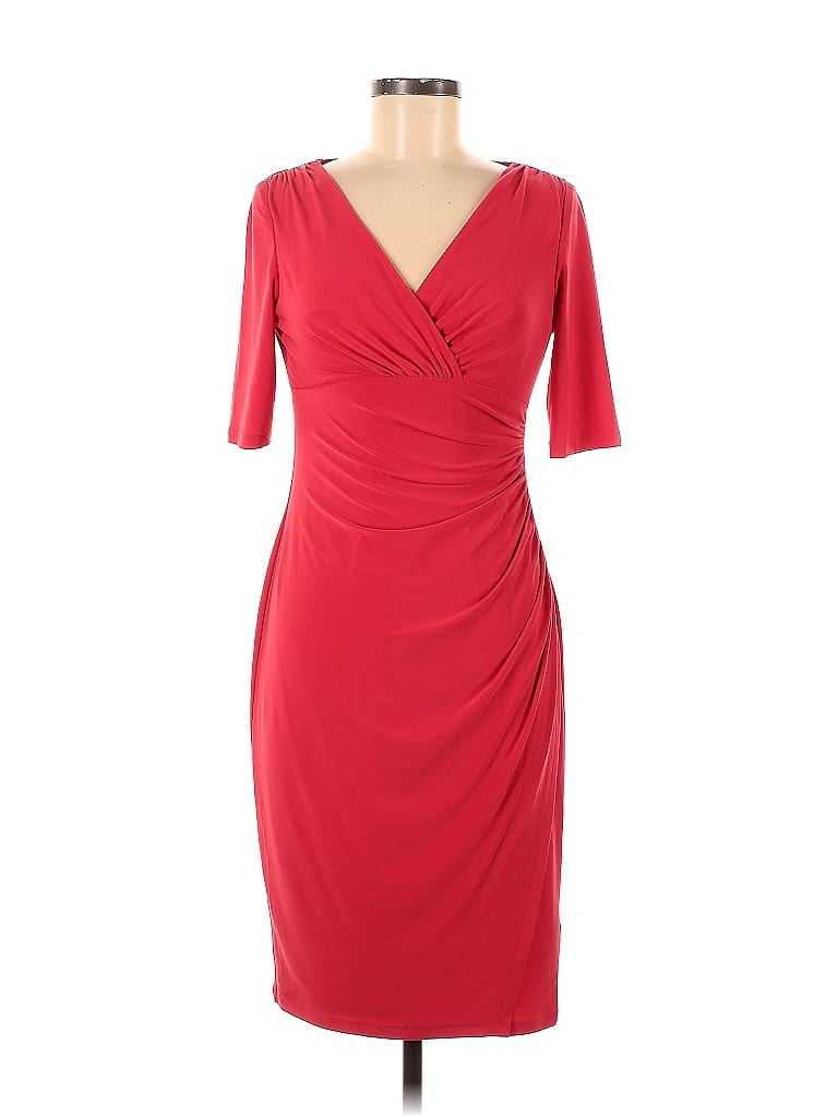 Ralph Lauren Womens Dobby Fit And Flare Dress Red Size 4 main image 1