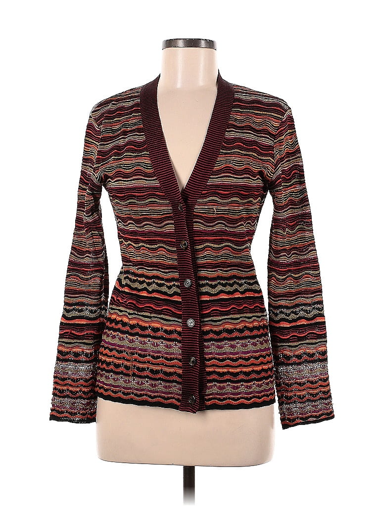 M Missoni Burgundy Orange Wave Pattern Wool Cardigan Size 8 - 90% off ...