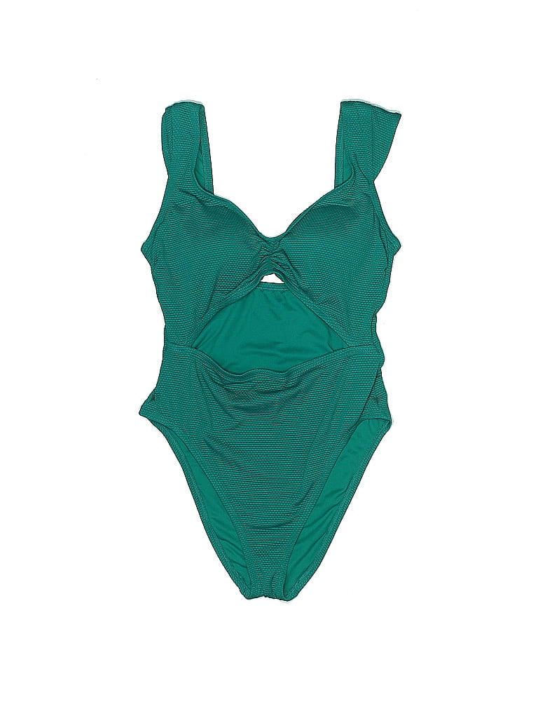 Shade And Shore Solid Hearts Graphic Tropical Color Block Green One Piece