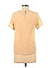 Lil 100% Silk Gold Tan Short Sleeve Silk Top Size XS - photo 2