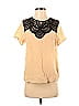 Lil 100% Silk Gold Tan Short Sleeve Silk Top Size XS - photo 1
