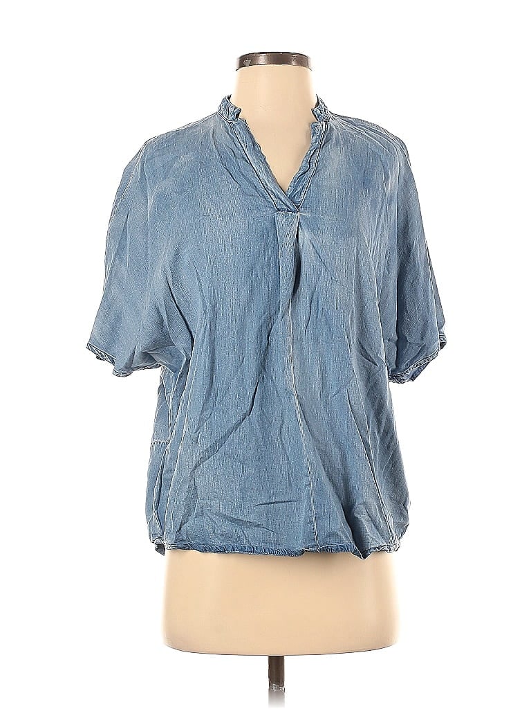 Pre-owned Collection Short Sleeve Blouse In Blue