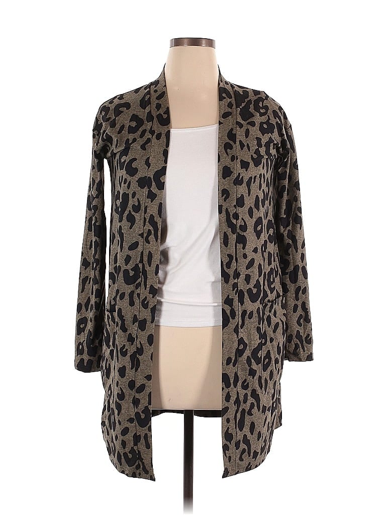 Pre-owned Tickled Teal Cardigan Sweater In Brown