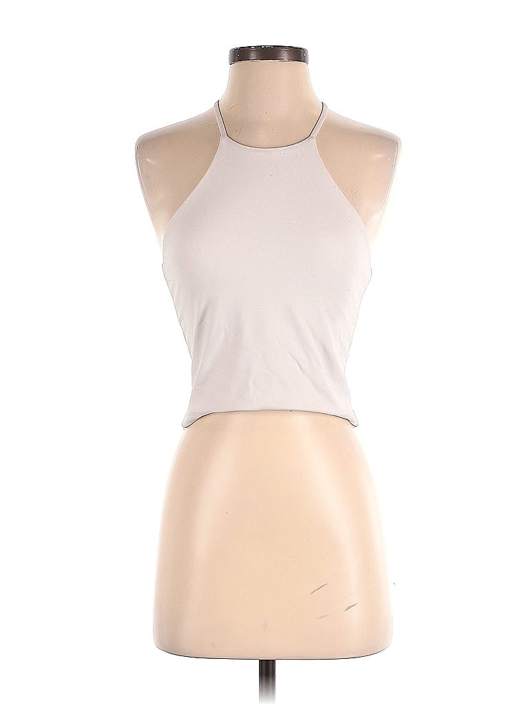 Pre-owned Abercrombie & Fitch Sleeveless Top Ivory Halter Neckline Tops In White