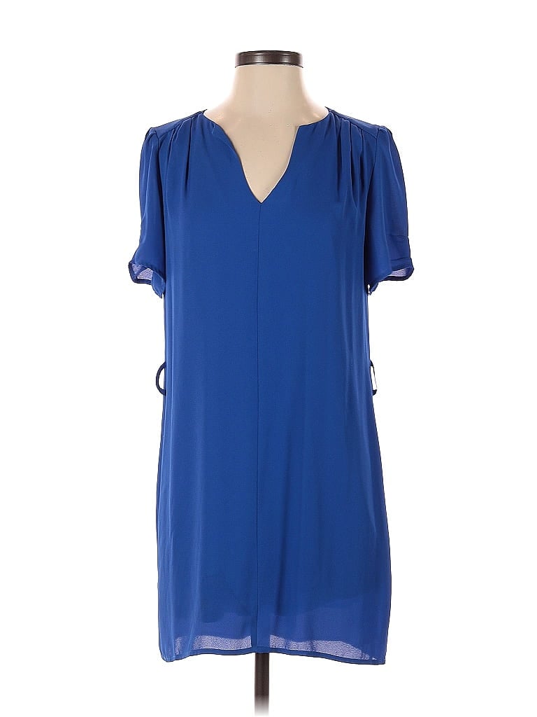 Aqua 100% Polyester Solid Blue Casual Dress Size S - photo 1