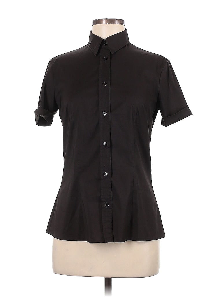 D&G Dolce & Gabbana Black Brown Short Sleeve Blouse Size M - photo 1