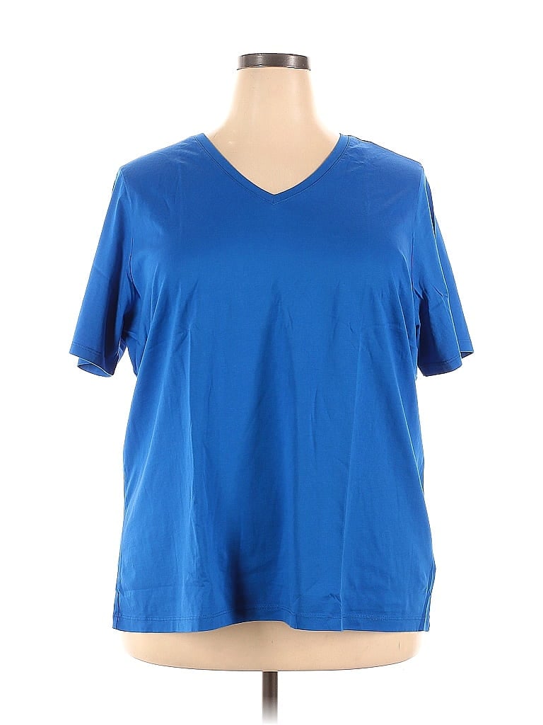 Lands' End 100% Cotton Solid Blue Short Sleeve T-Shirt Size 2X (Plus ...