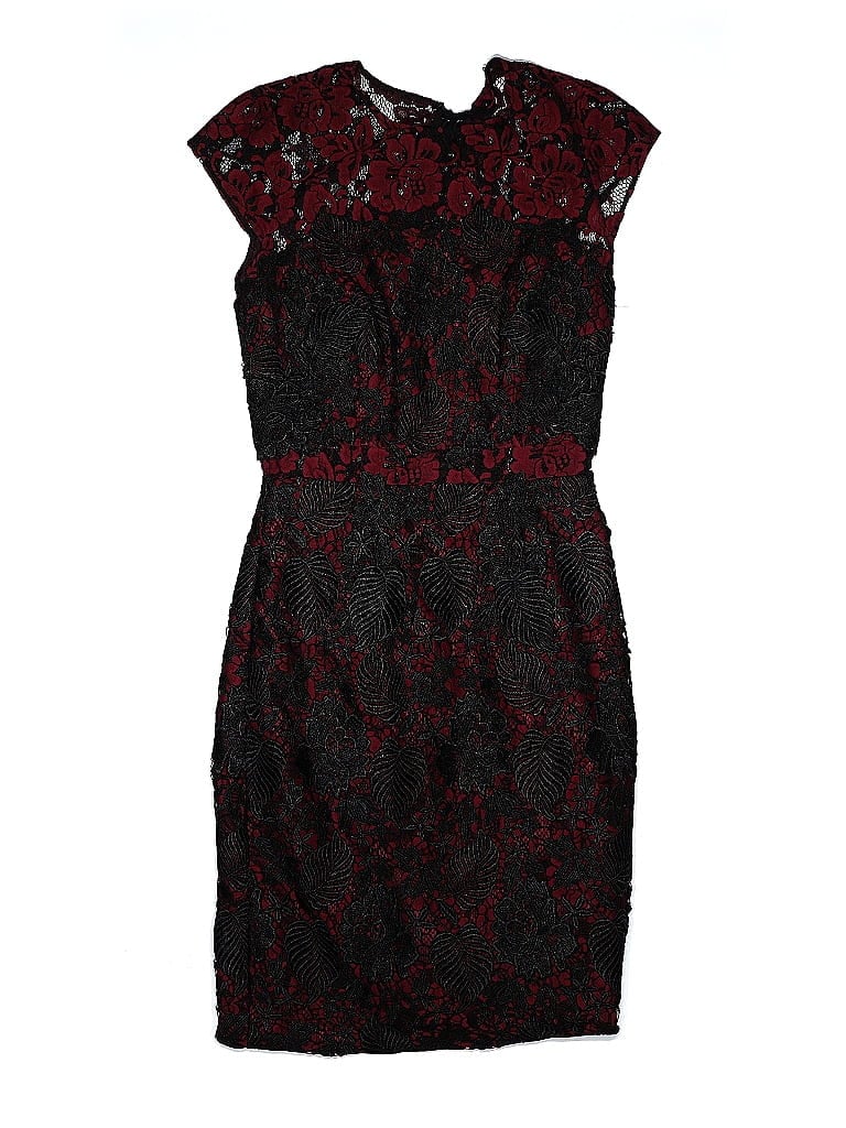ML Monique Lhuillier Black Burgundy Cocktail Dress Size 0 - photo 1