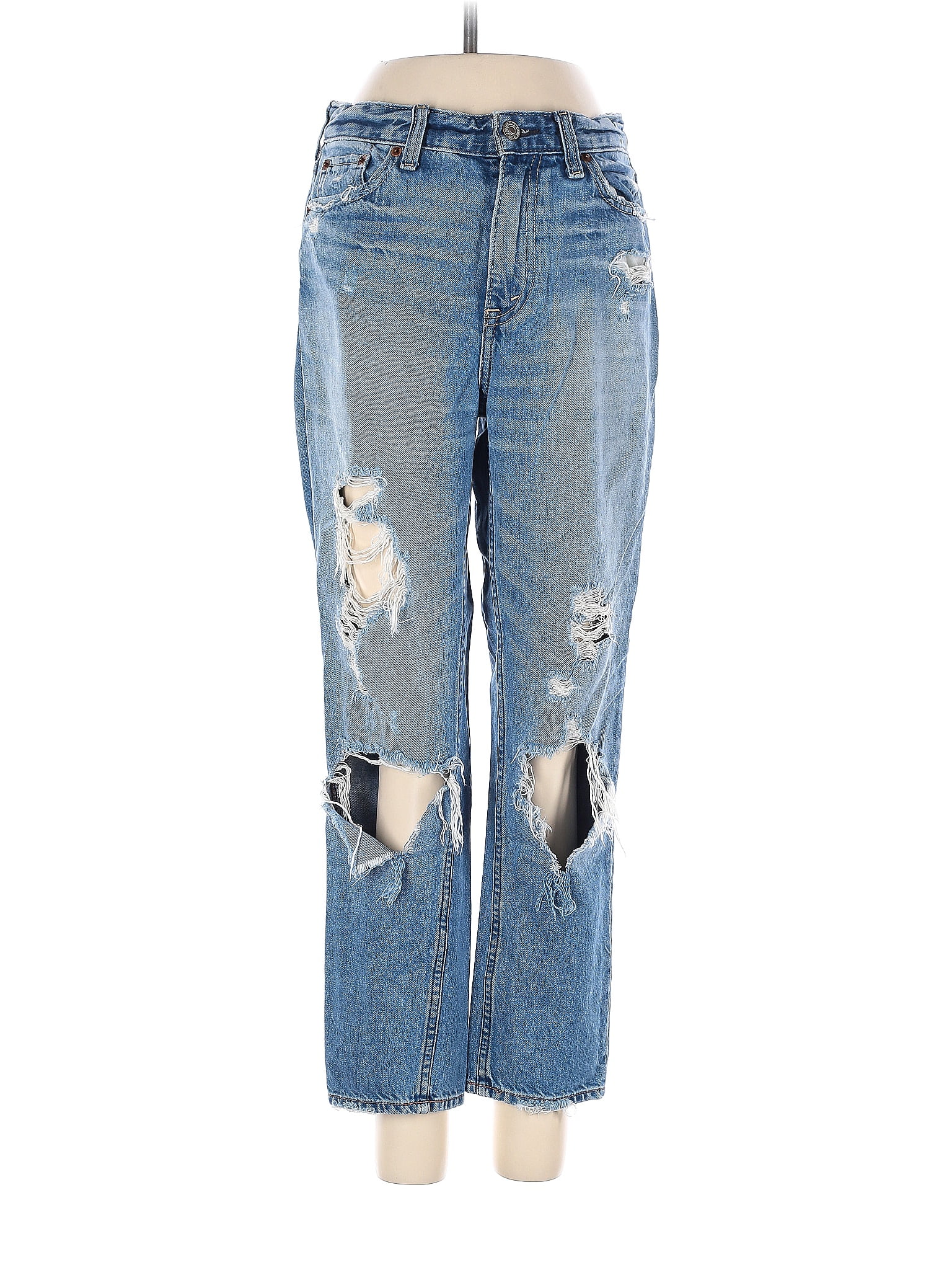 Abercrombie &amp; Fitch 100% Cotton Hearts Stars Graphic Blue Jeans Size 00
