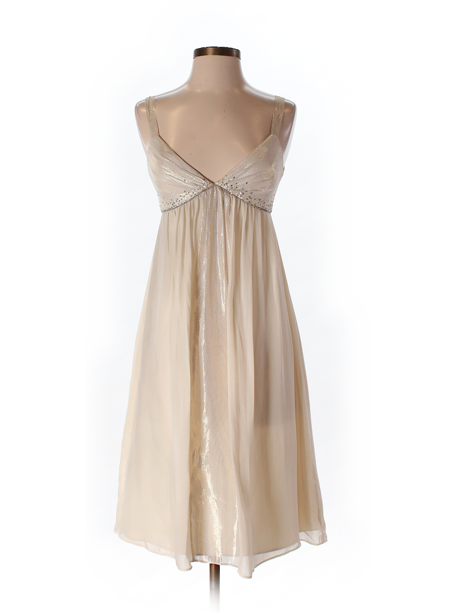 Max and Cleo Solid Beige Silk Dress Size 2 - 78% off | thredUP