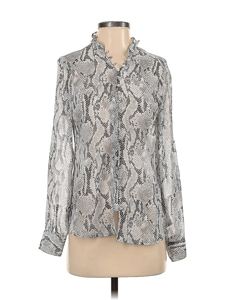Pre-owned Express Long Sleeve Blouse In Silver