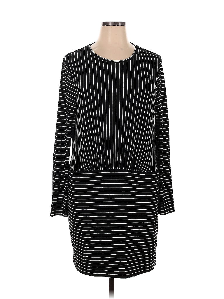 Lou & Grey Stripes Black Casual Dress Size XL - photo 1
