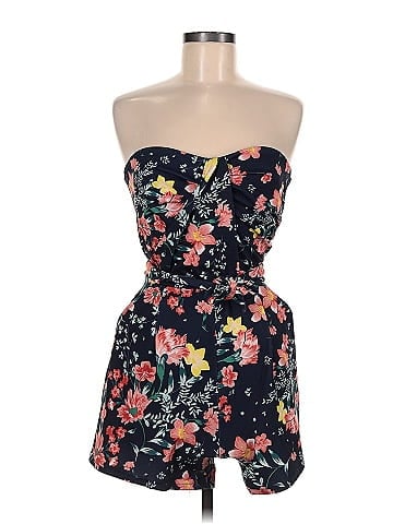 Great Jones Blue Floral Strapless Romper (view 1)