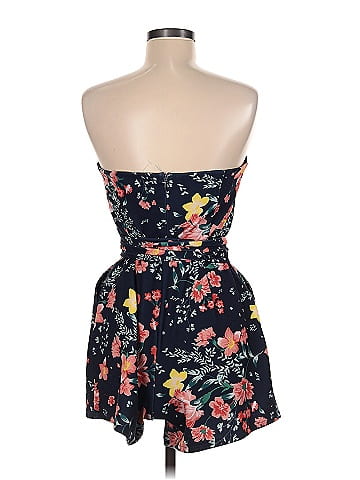 Great Jones Blue Floral Strapless Romper (view 2)