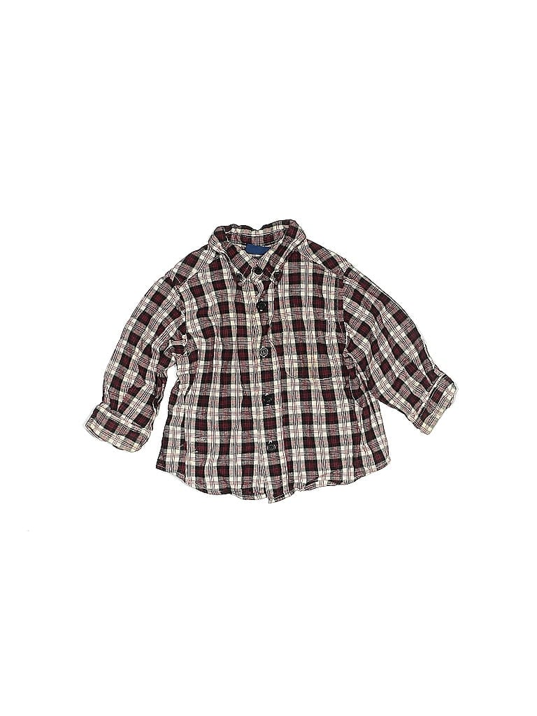 Little Legends 100% Cotton Checkered-gingham Plaid Brown Long Sleeve Button-Down Shirt 9-12 MO / 12 MO - photo 1