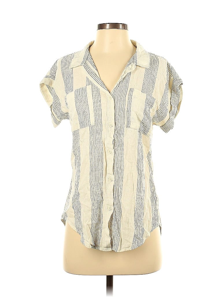 Pre-owned Thread & Supply Short Sleeve Blouse In White