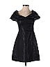 ML Monique Lhuillier 100% Polyester Metallic Black Cocktail Dress Size 6 - photo 1