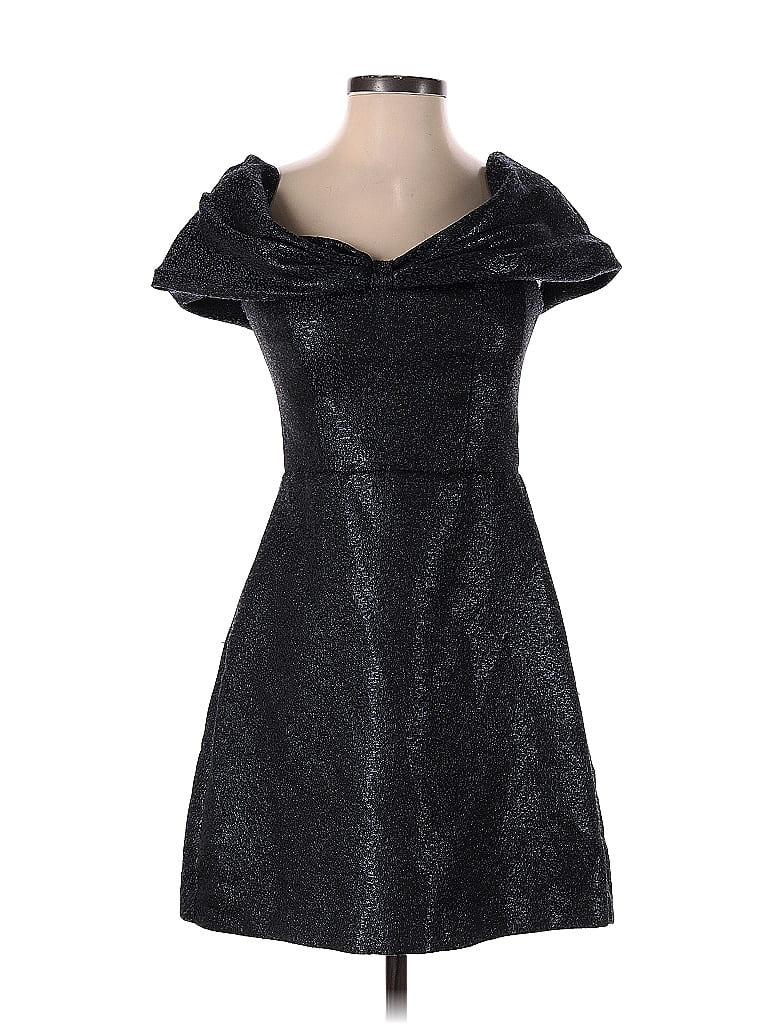 ML Monique Lhuillier 100% Polyester Metallic Black Cocktail Dress Size 6 - photo 1
