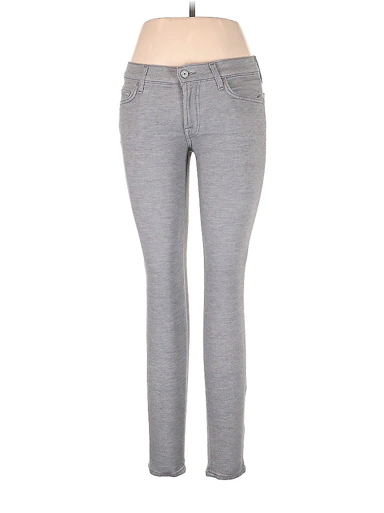 Pre-owned 7 For All Mankind Jeggings In Gray