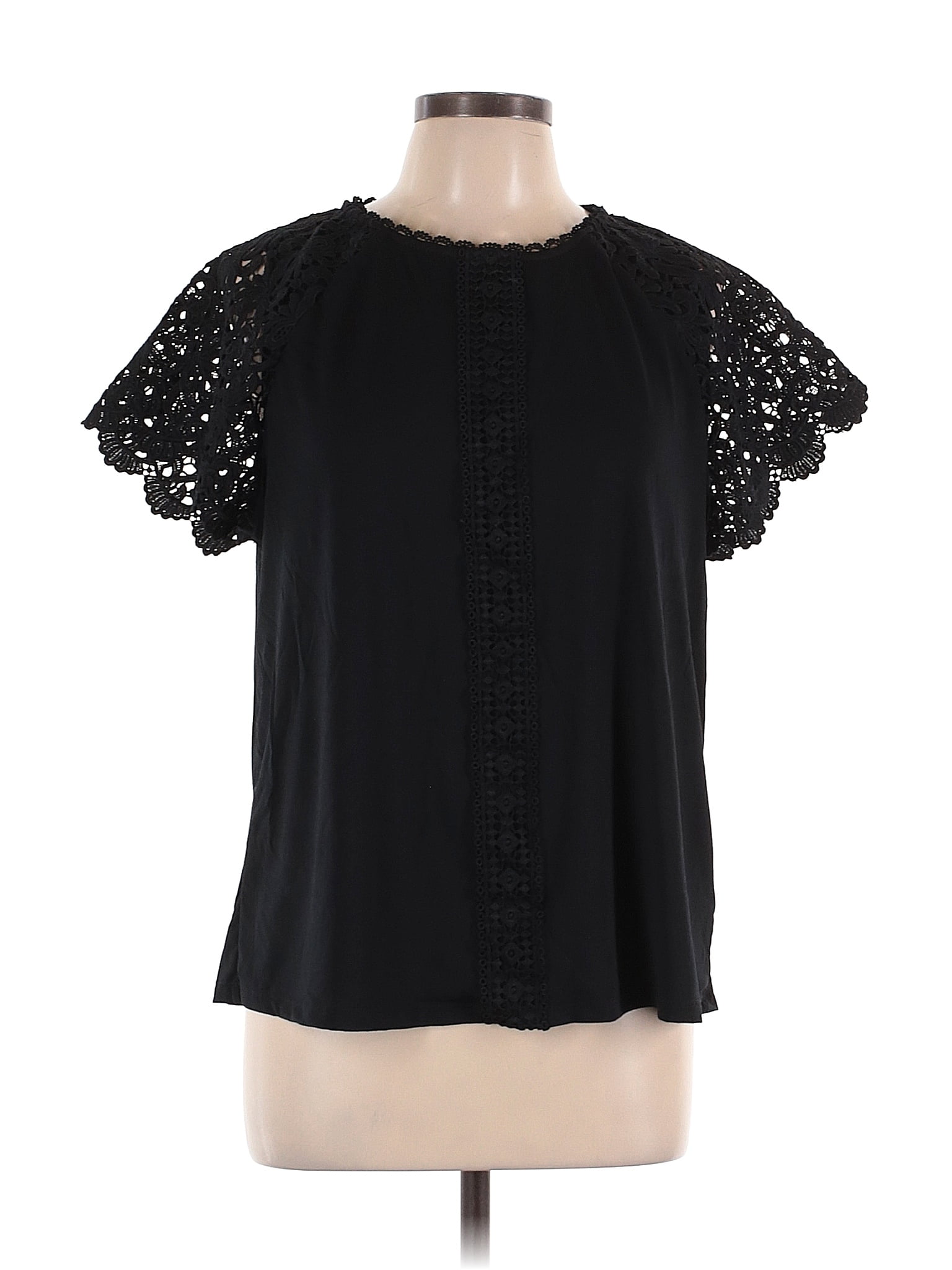 Cable & Gauge Black Short Sleeve Blouse Size L 27 off ThredUp