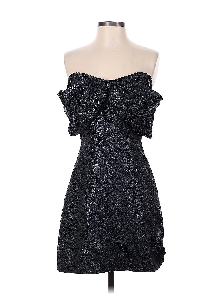 ML Monique Lhuillier 100% Polyester Metallic Black Cocktail Dress Size 4 - photo 1