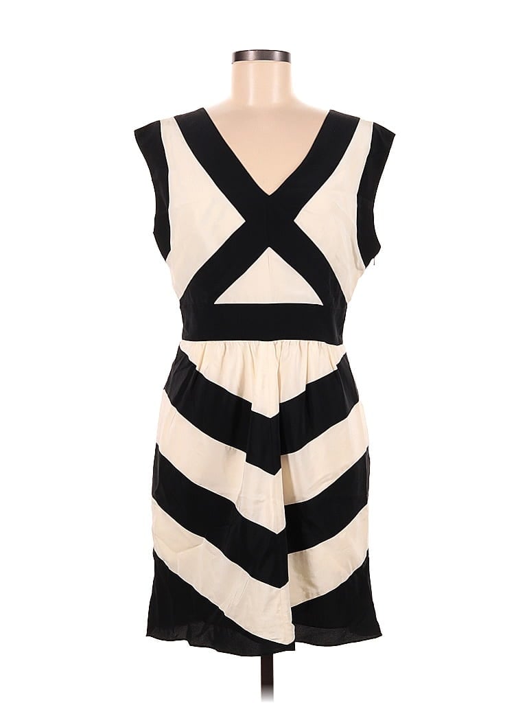 BCBGMAXAZRIA 100% Silk Stripes Ivory Cocktail Dress Size 8 - photo 1
