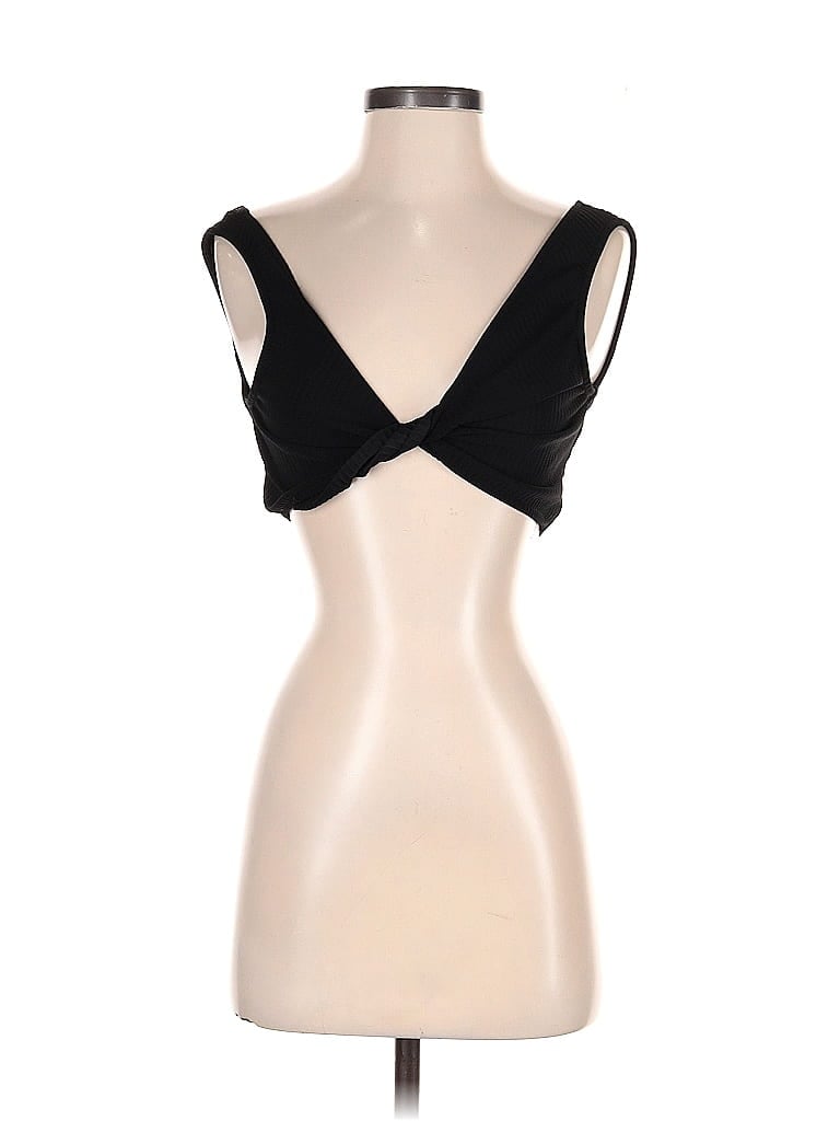 Pre-owned Boohoo Tank Top Black Plunge Neckline Tops