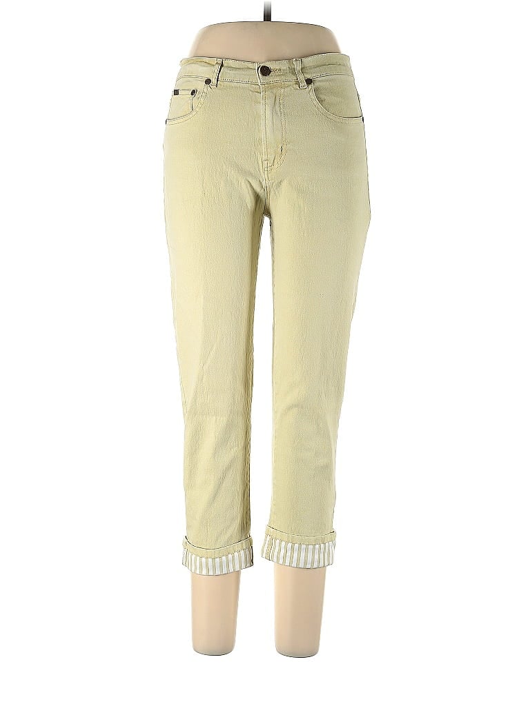 DG^2 by Diane Gilman Houndstooth Tweed Chevron-herringbone Stripes Color Block Yellow Jeans Size 10 (petite) - photo 1