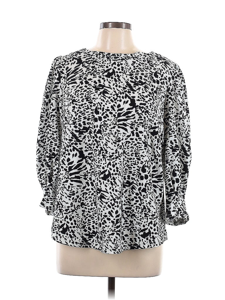 Pre-owned Melloday Long Sleeve Blouse In Silver