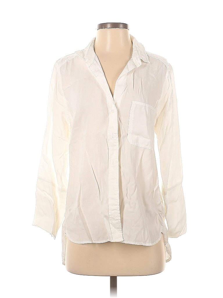 Bella Dahl 100% Lyocell Color Block Ivory 3/4 Sleeve Button-Down Shirt Size S - photo 1