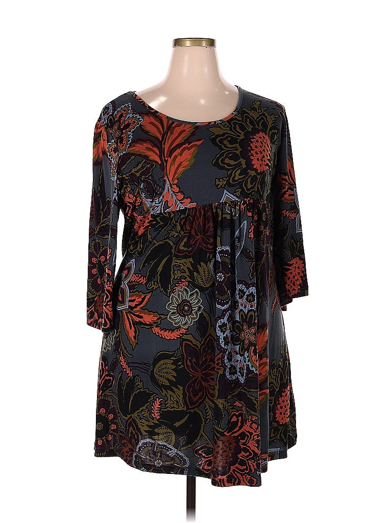 R&B Collection Paisley Black Casual Dress Size 2X (Plus) - 50% off ...