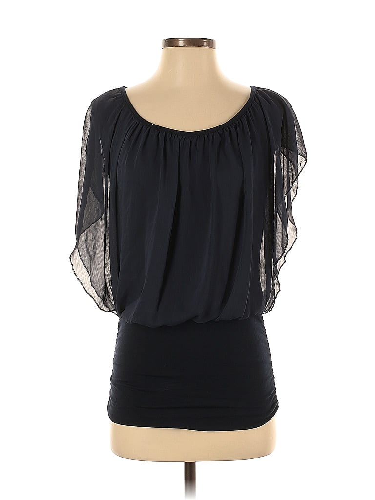 Pre-owned Lola 3/4 Sleeve Top Blue Solid Pattern Tops