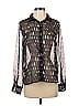 Covet 100% Recycled Polyester Print Black Long Sleeve Blouse Size S - photo 1