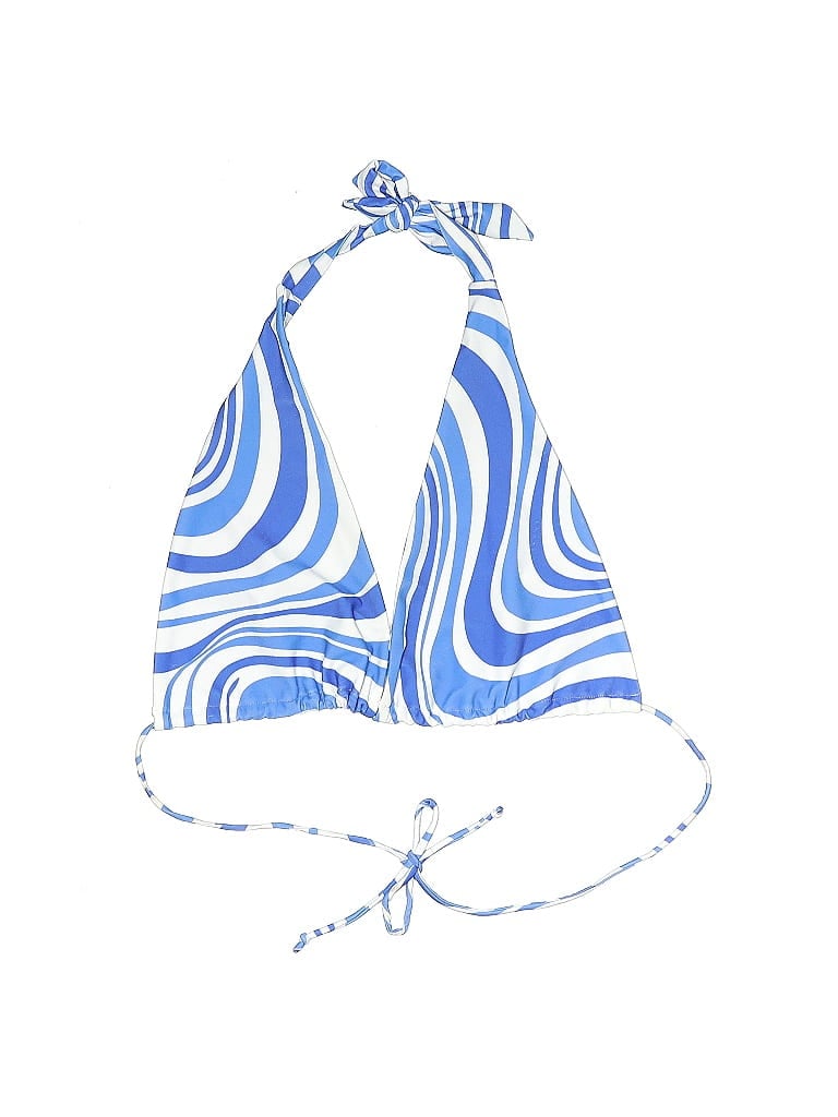 Aurelle Graphic Stripes Tie-dye Blue Swimsuit Top Size XL - photo 1